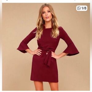 NWT Lulu's Last Love Song burgundy tie waist dress sz XS